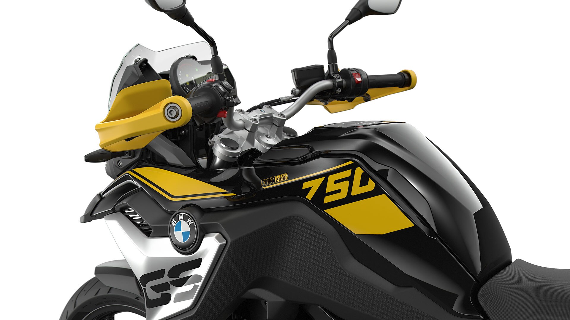 We see the black-yellow colour scheme in three-quarter view.