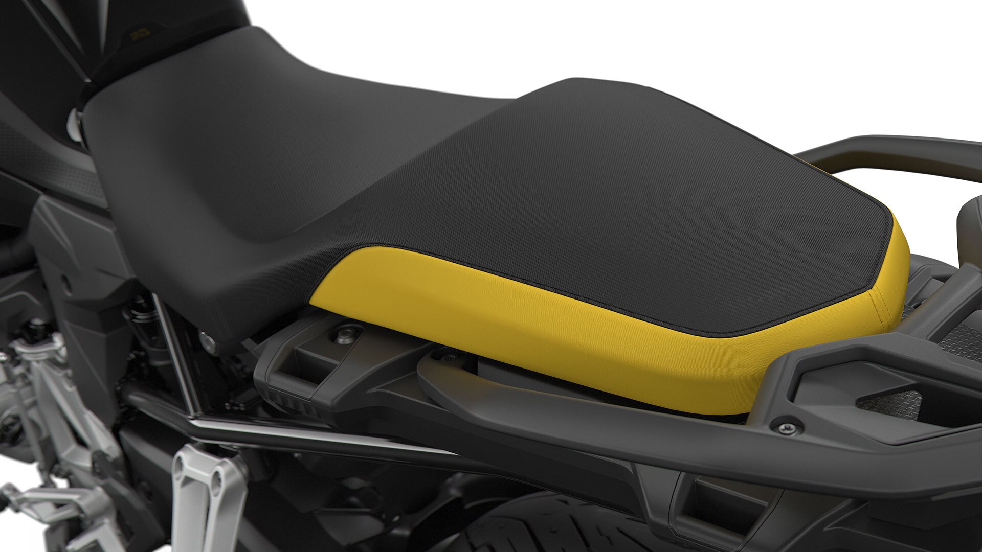 We see the seat in black-yellow.