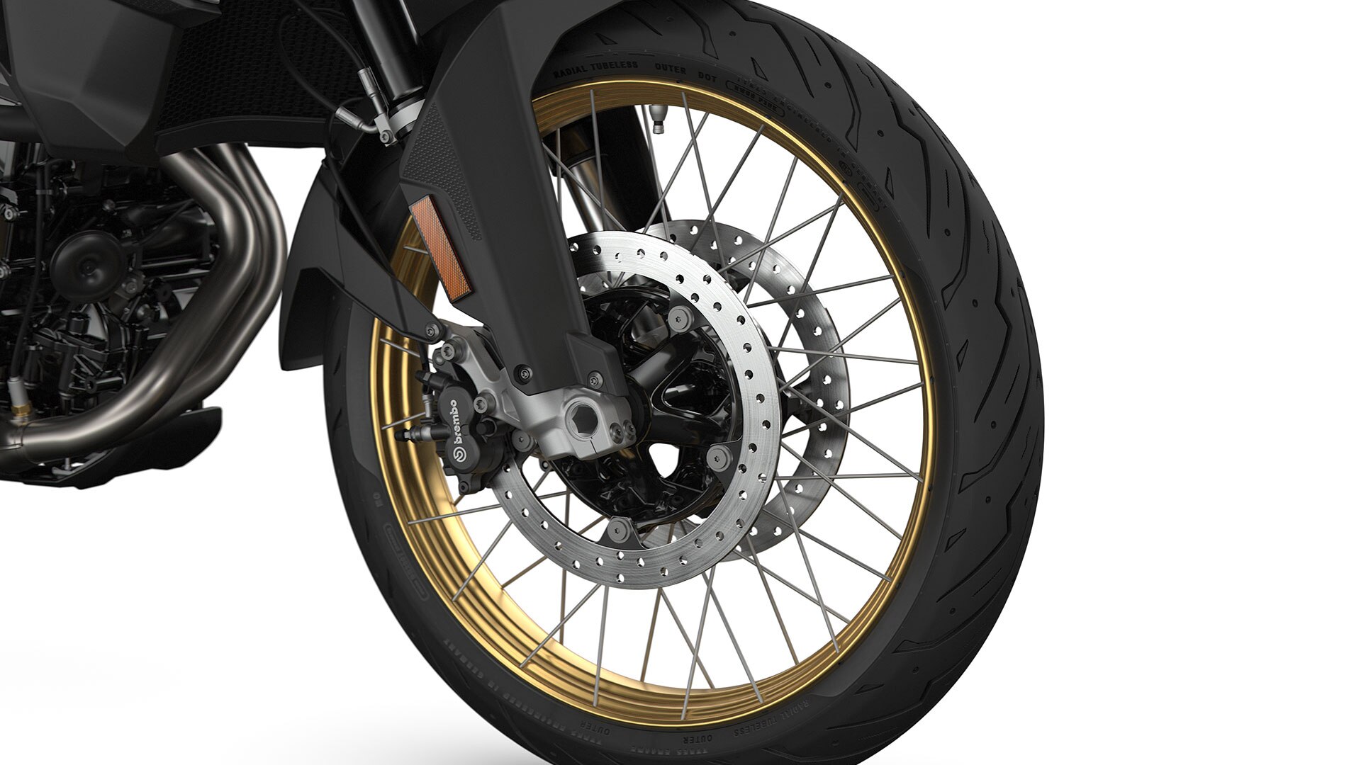 We see the rims in anodised gold.