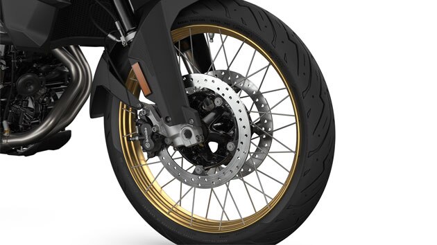 We see the rims in anodised gold.