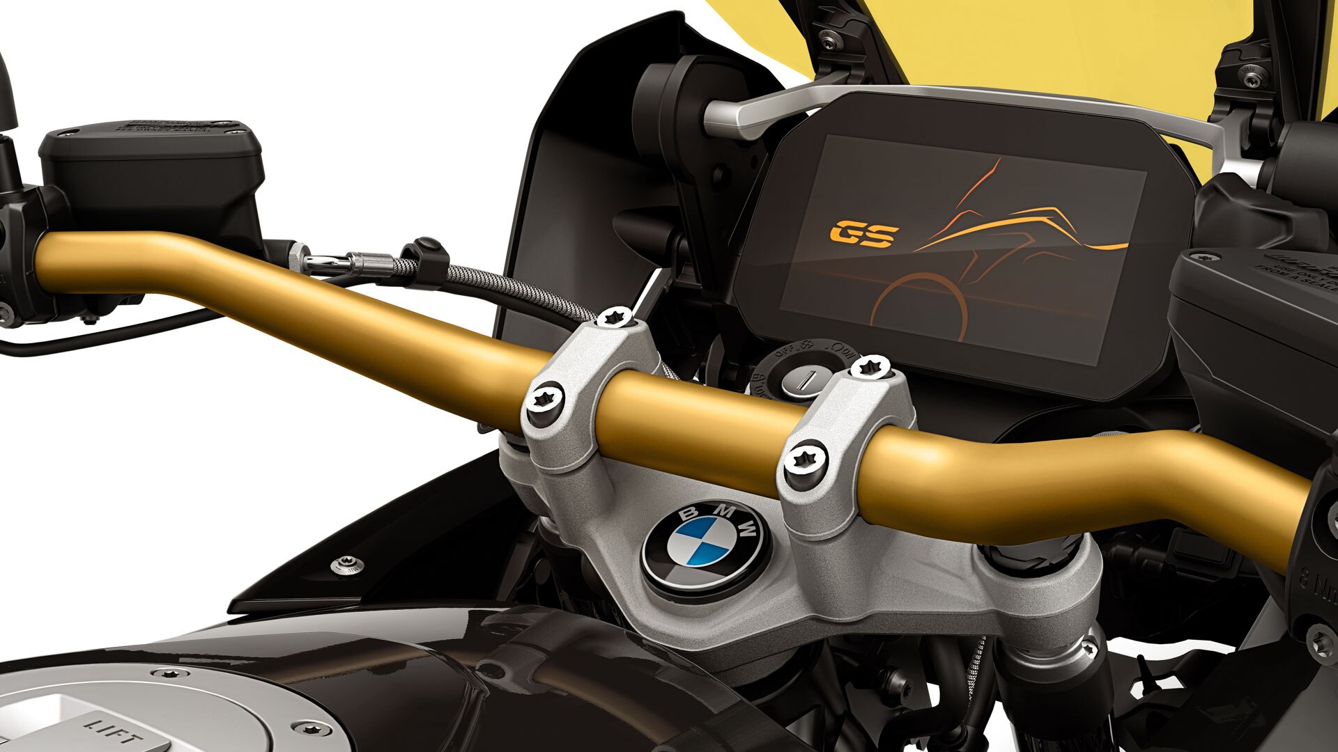 We see the 40 Years GS edition with golden handlebars.